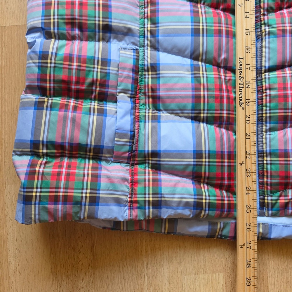 Lands End Womens 1X Plaid Down Puffer Vest Blue Red Green Quilted Zip 16W-18W - Picture 8 of 9